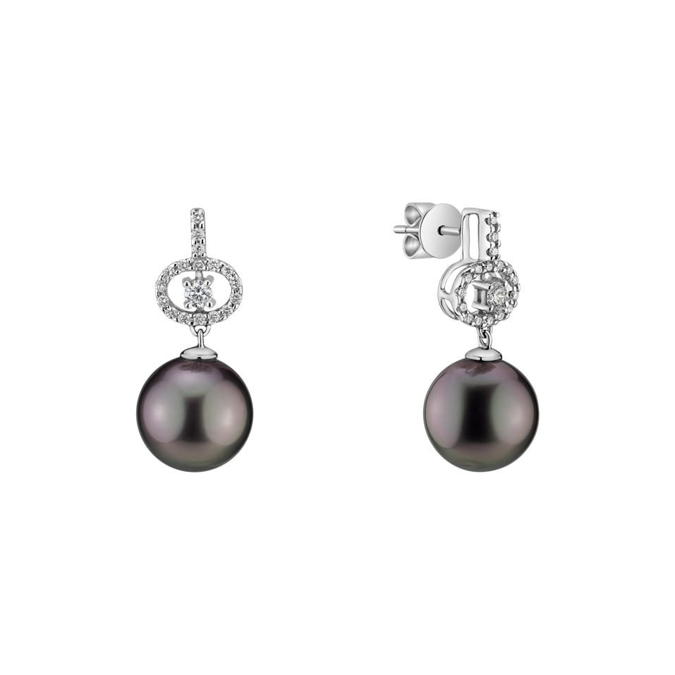 Diamond earrings with Pearl Living Deep
