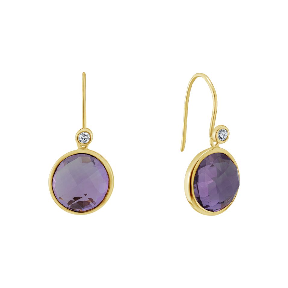 Diamond earrings with Amethyst Purple Divination