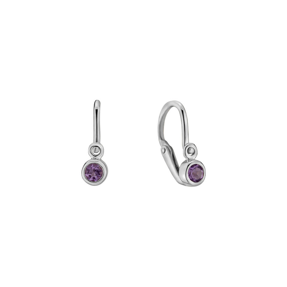 Children's earrings with Amethyst Little Gem