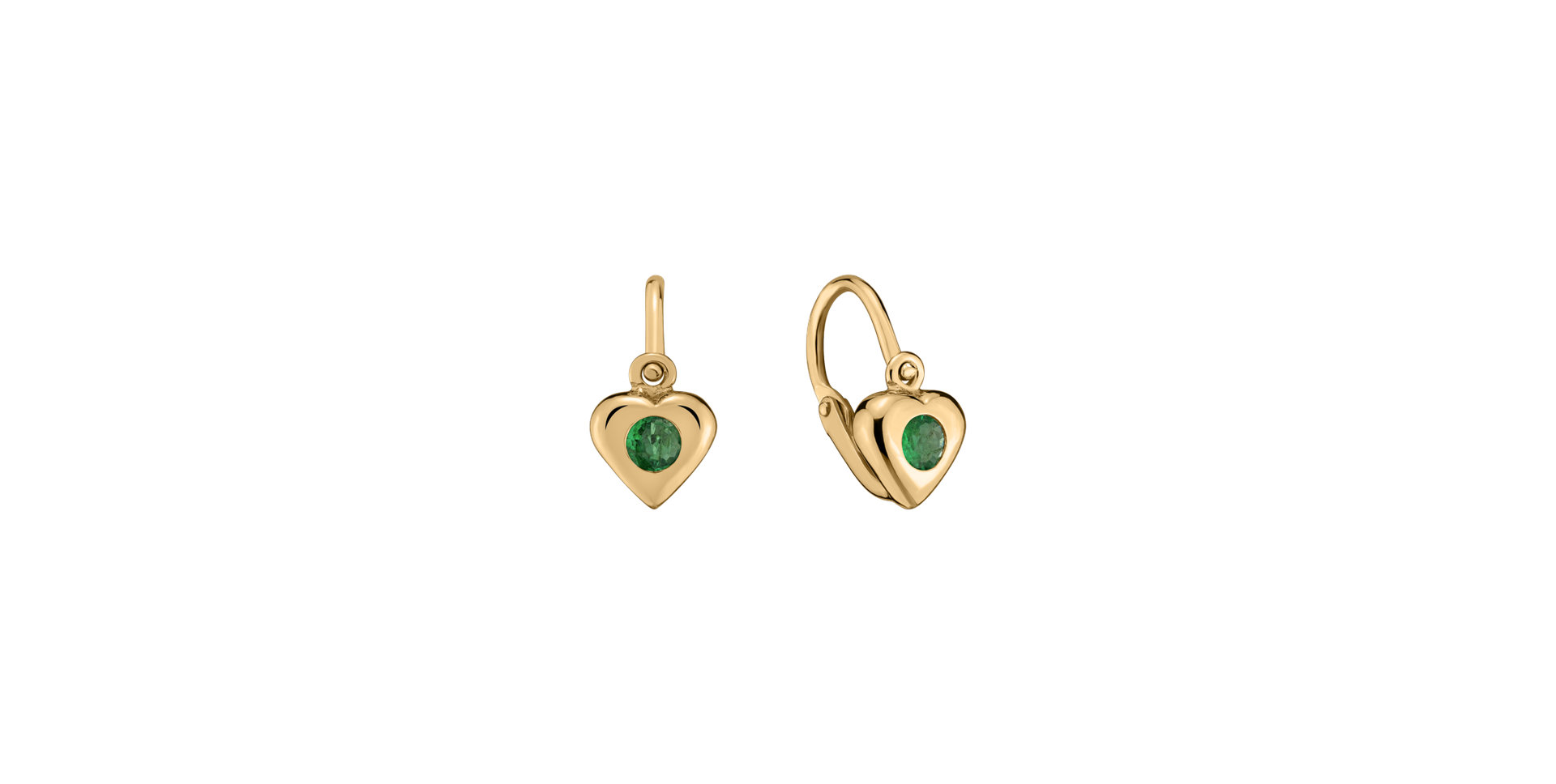 Children's earrings with Emerald Eternal Love