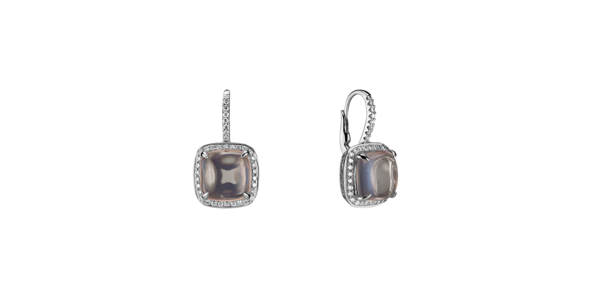 Diamond earrings with Rose Quartz Niamh
