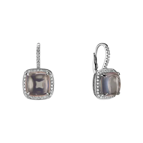 Diamond earrings with Rose Quartz Niamh