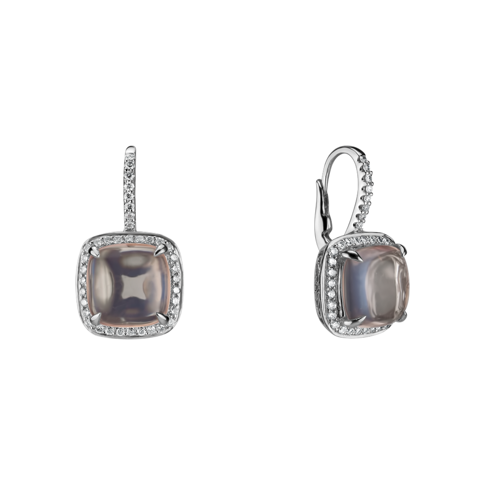 Diamond earrings with Rose Quartz Niamh