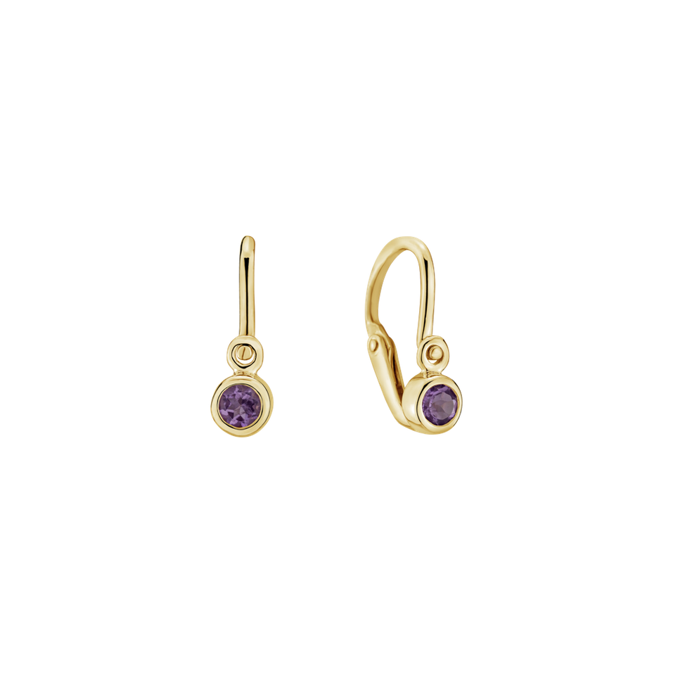 Children's earrings with Amethyst Little Gem