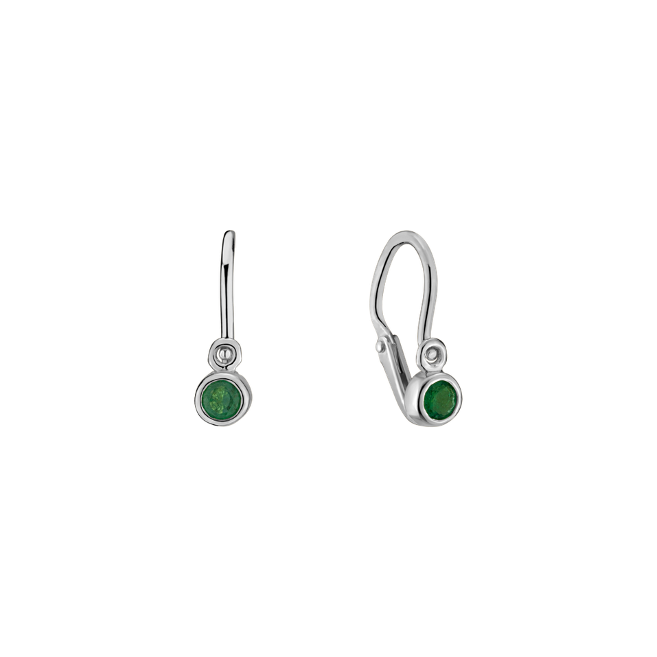 Children's earrings with Emerald Little Gem