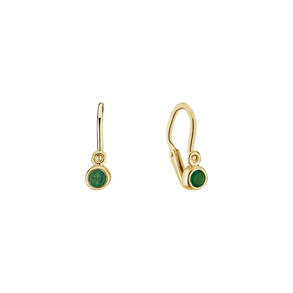 Children's earrings with Emerald Little Gem