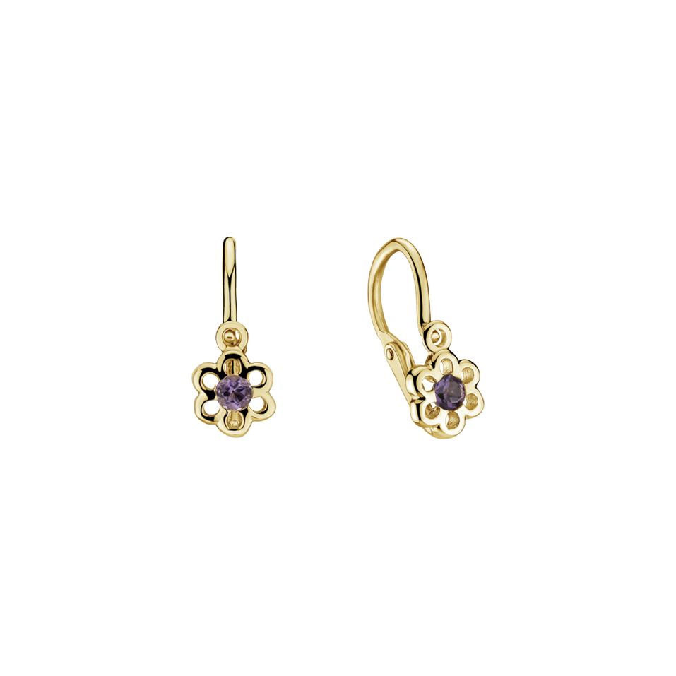 Children's earrings with Amethyst Printemps