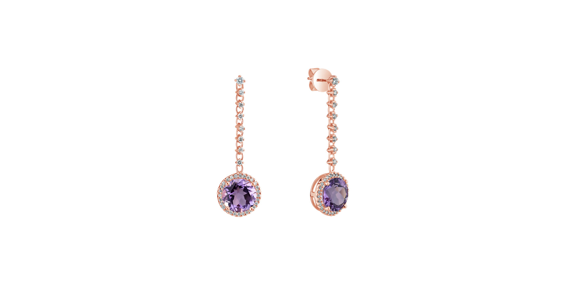 Diamond earrings with Amethyst Chivalry