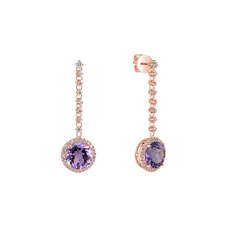 Diamond earrings with Amethyst Chivalry