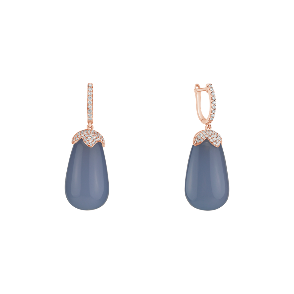 Diamond earrings with Chalcedony Soraya
