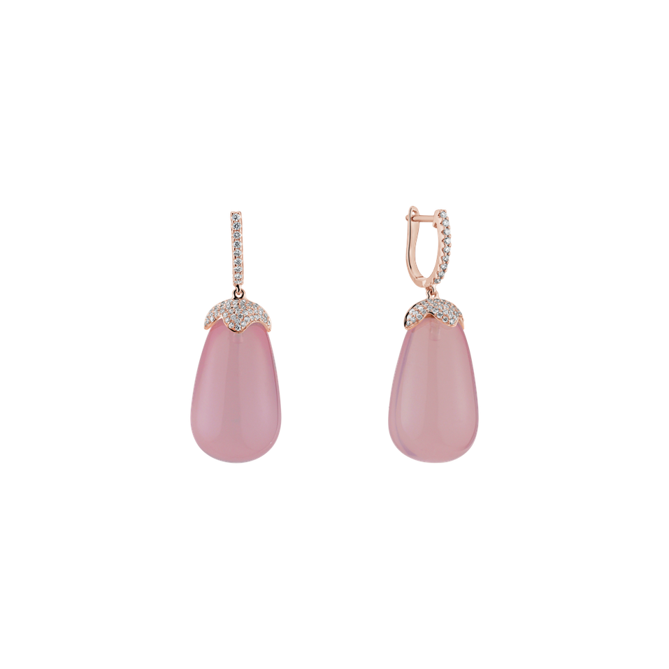 Diamond earrings with Rose Quartz Soraya