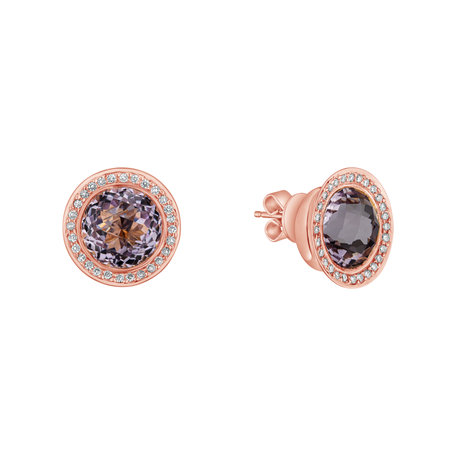 Diamond earrings with Amethyst Monde