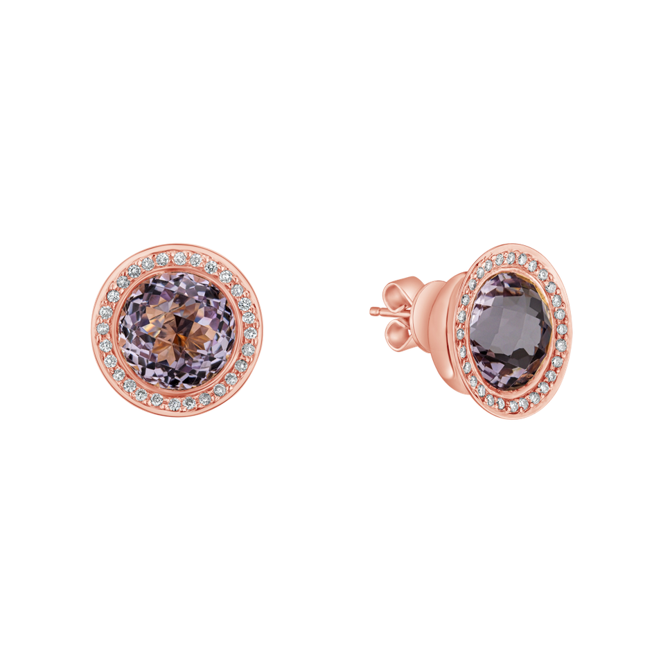 Diamond earrings with Amethyst Monde