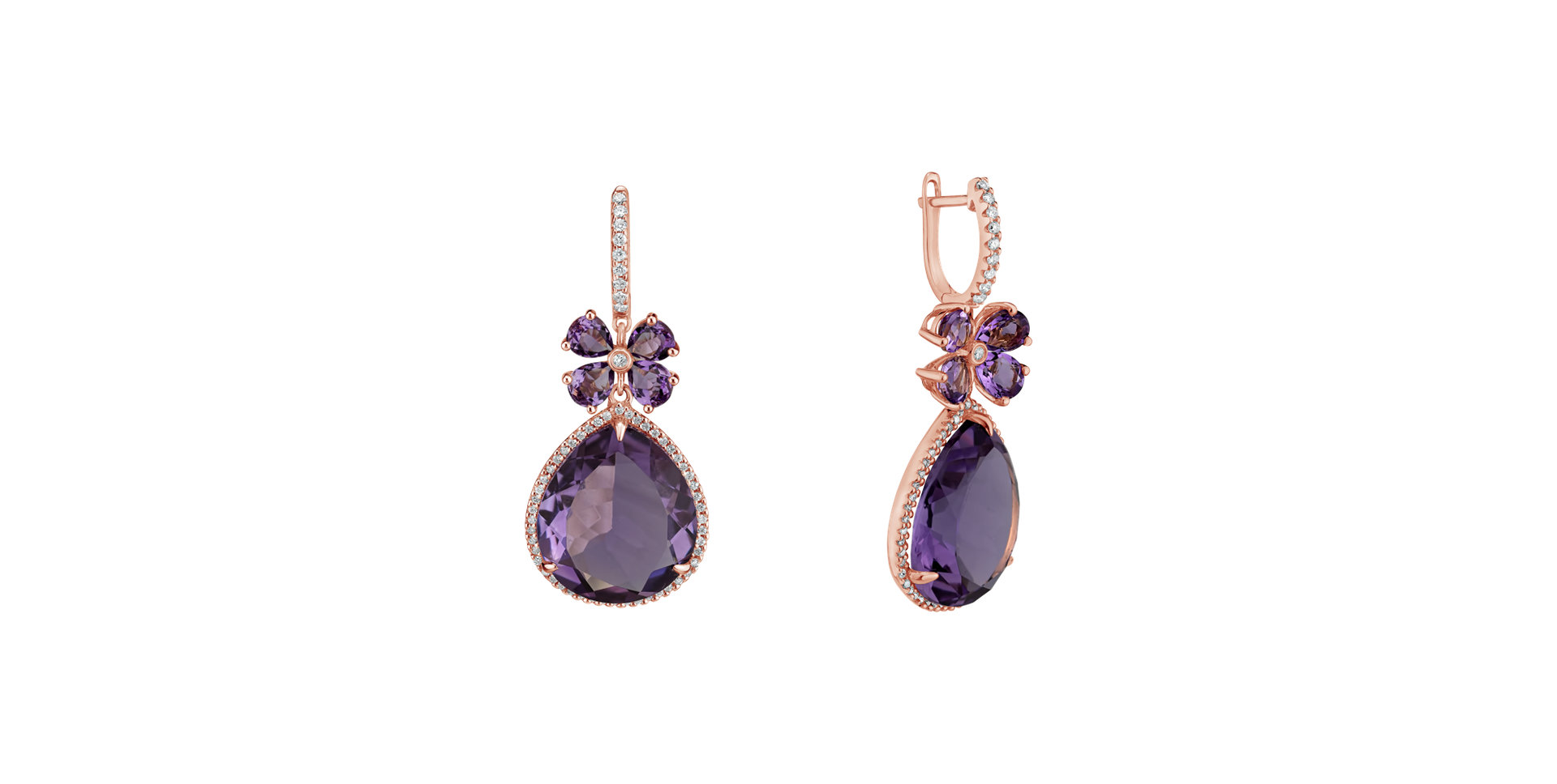 Diamond earrings with Amethyst Freida