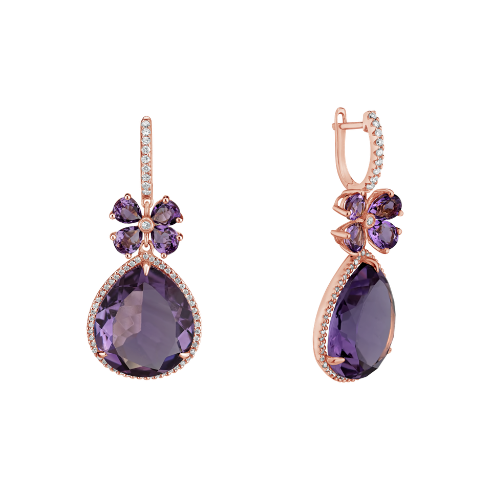 Diamond earrings with Amethyst Freida