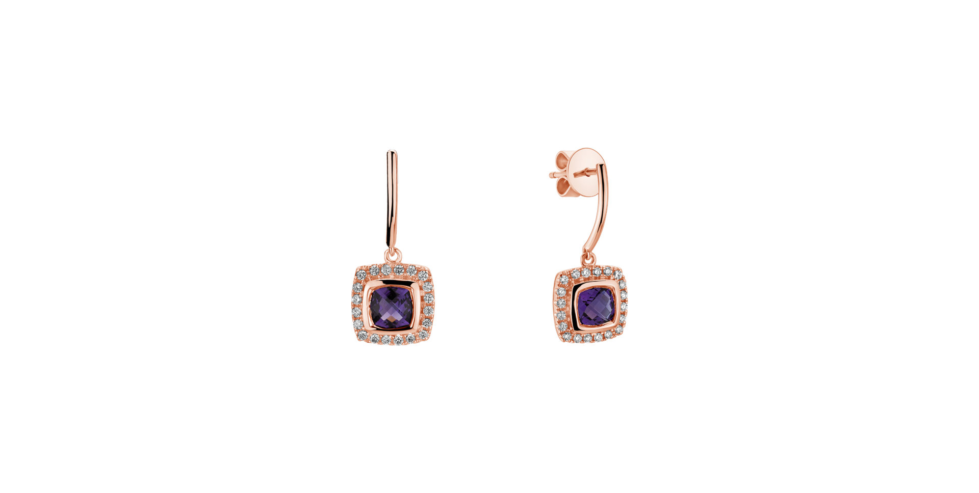 Diamond earrings with Amethyst Morcant
