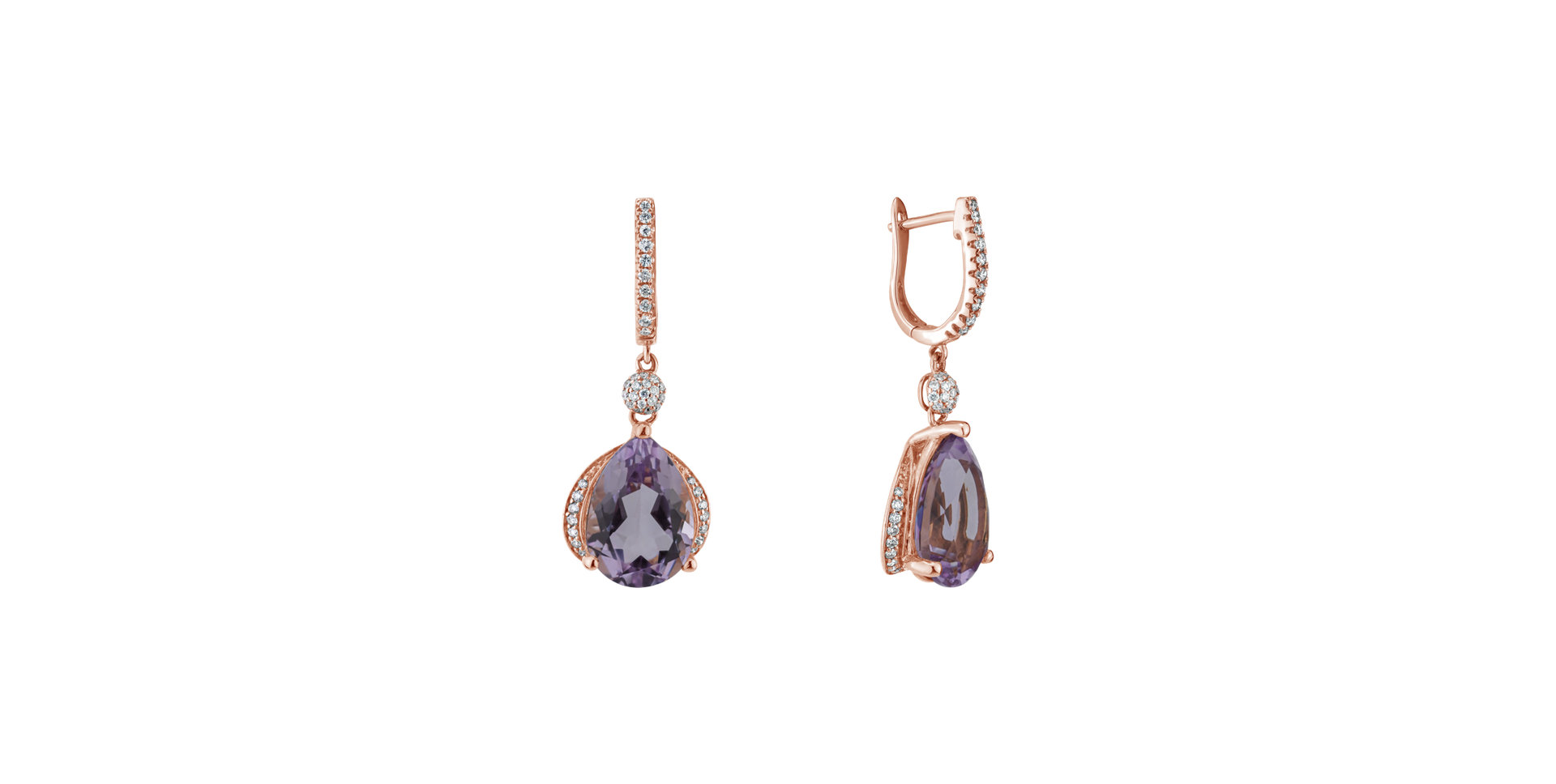 Diamond earrings with Amethyst Chavalier