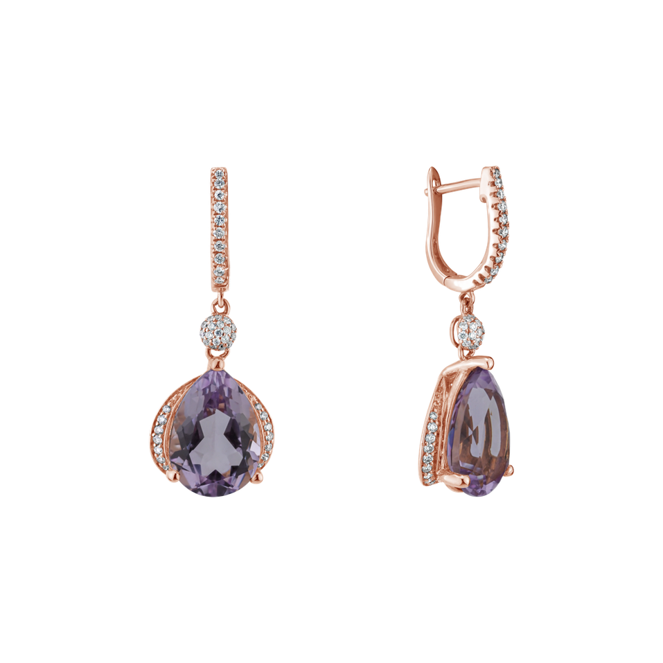 Diamond earrings with Amethyst Chavalier