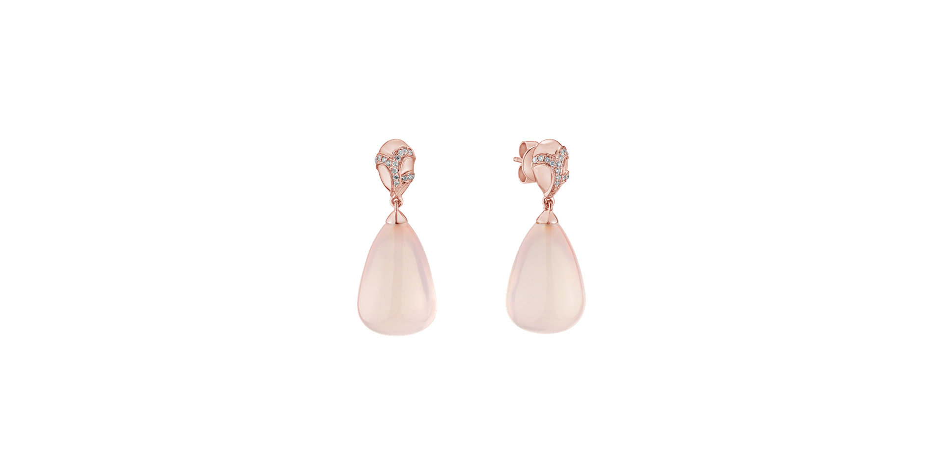 Diamond earrings with Rose Quartz Hanlerore