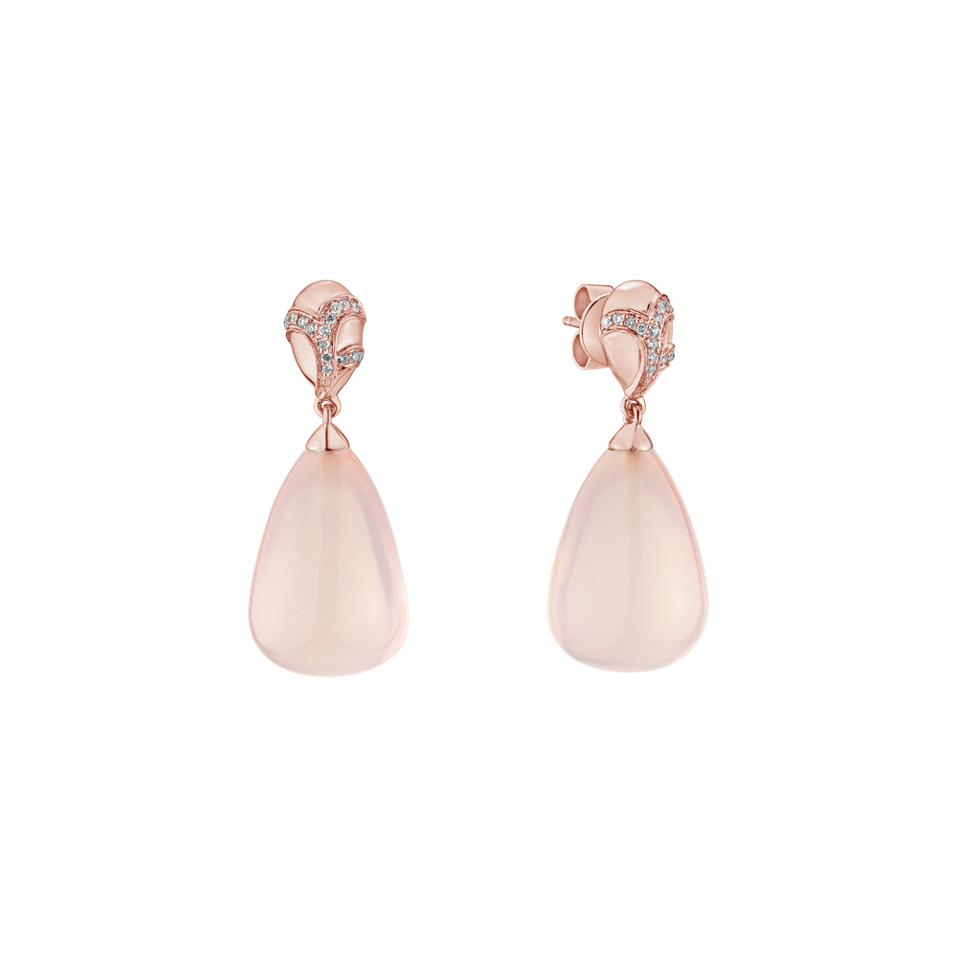 Diamond earrings with Rose Quartz Hanlerore