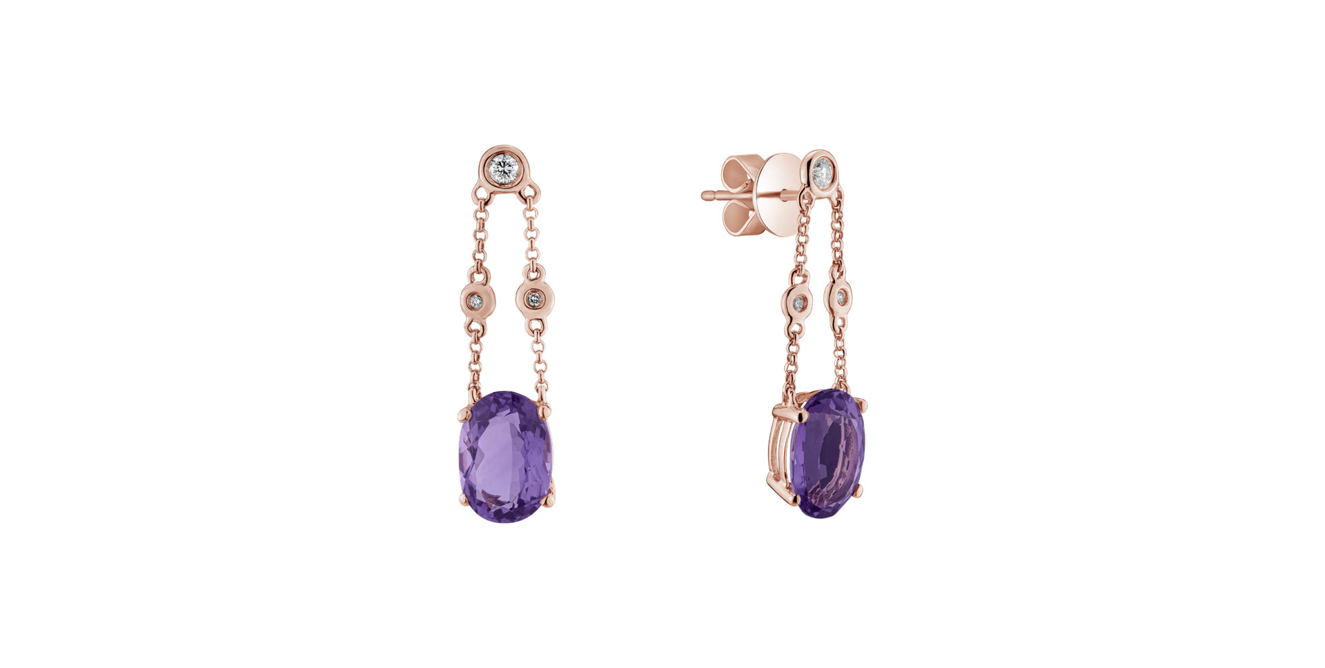 Diamond earrings with Amethyst Teressa