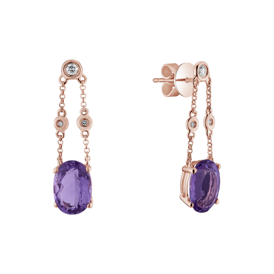 Diamond earrings with Amethyst Teressa