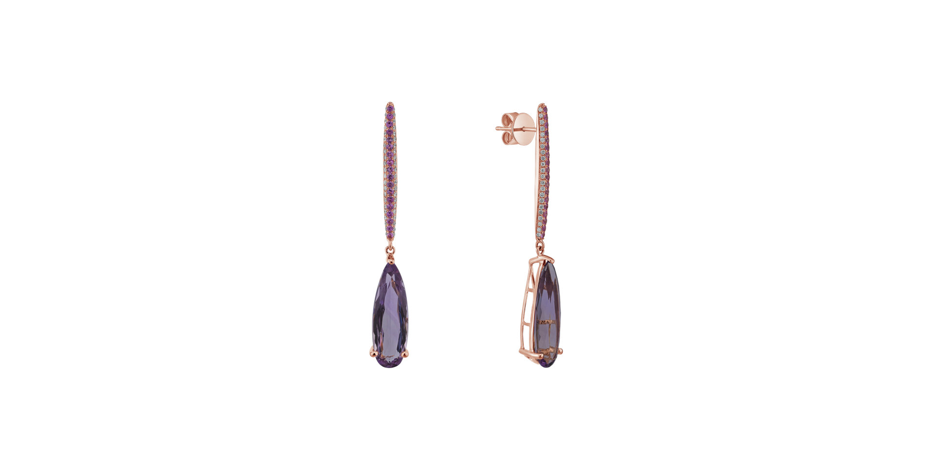 Diamond earrings with Amethyst and Sapphire Chanson
