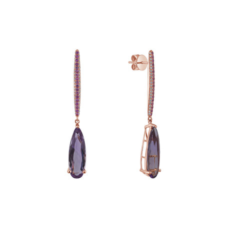 Diamond earrings with Amethyst and Sapphire Chanson