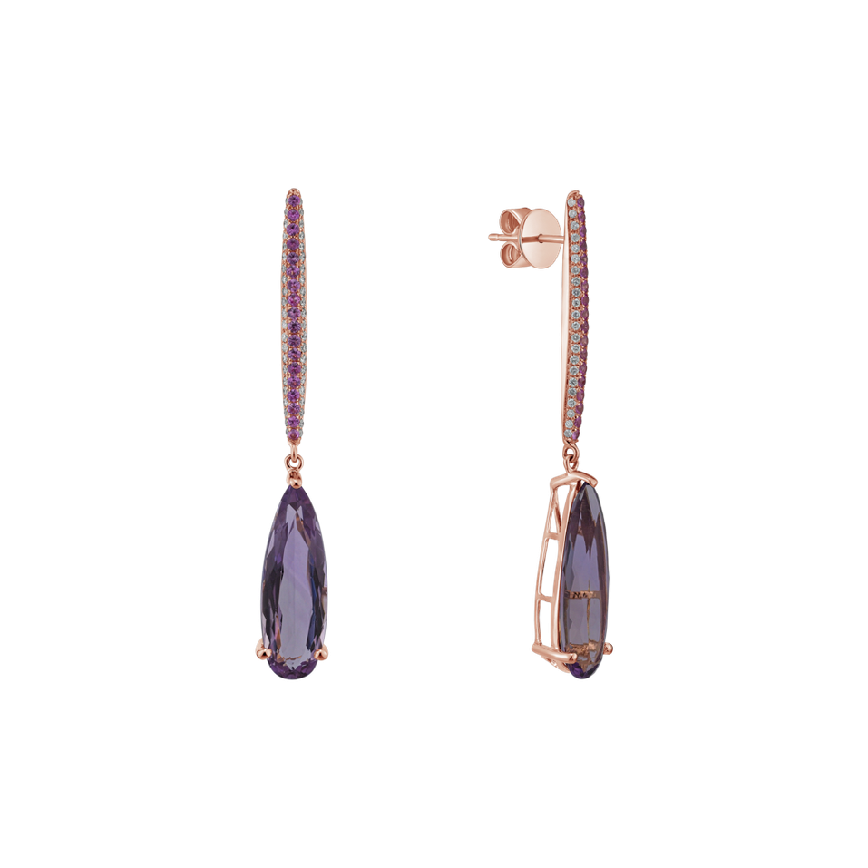 Diamond earrings with Amethyst and Sapphire Chanson