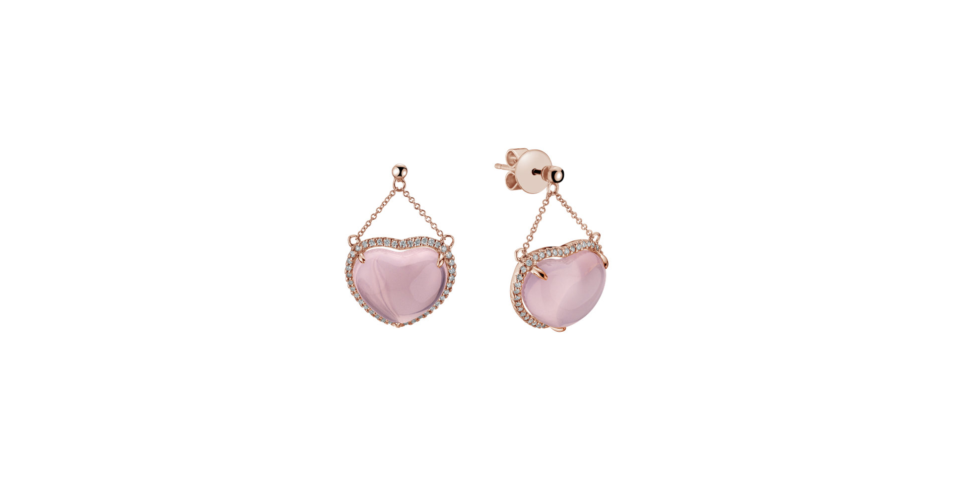 Diamond earrings with Rose Quartz Mon Amour Adieu