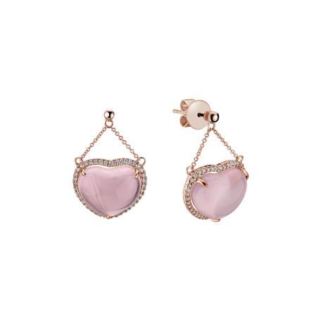 Diamond earrings with Rose Quartz Mon Amour Adieu