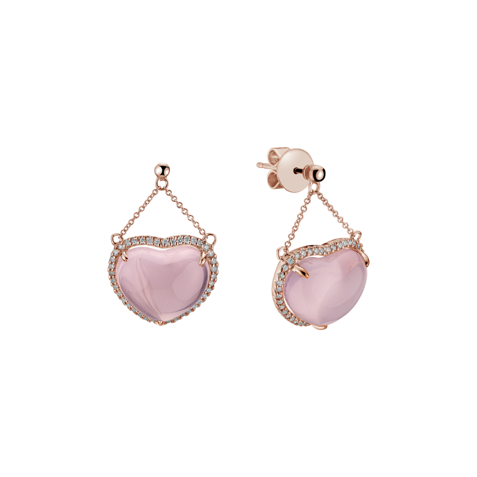Diamond earrings with Rose Quartz Mon Amour Adieu