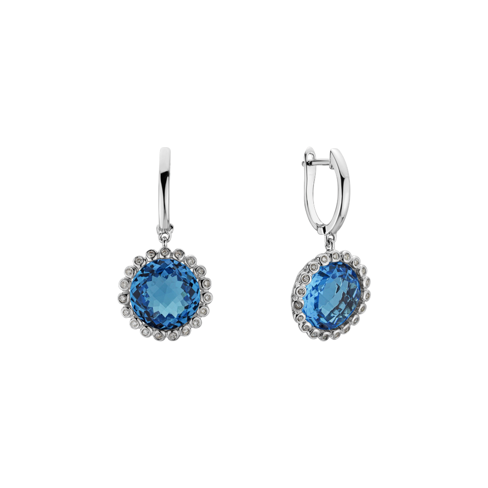 Diamond earrings with Topaz Radiant Aurora