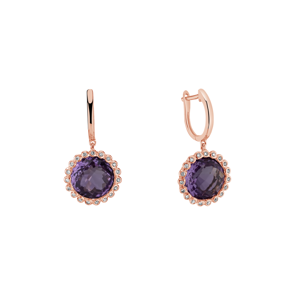 Diamond earrings with Amethyst Radiant Aurora