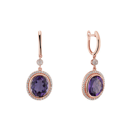 Diamond earrings with Amethyst Penny