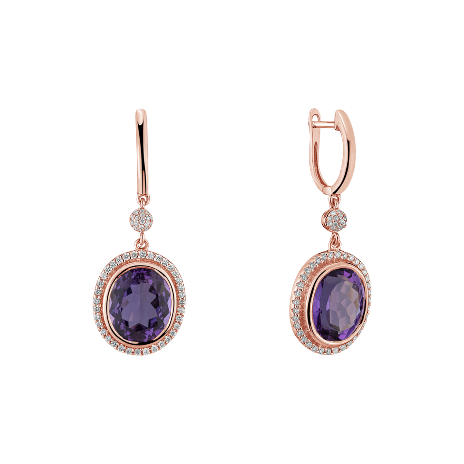 Diamond earrings with Amethyst Penny