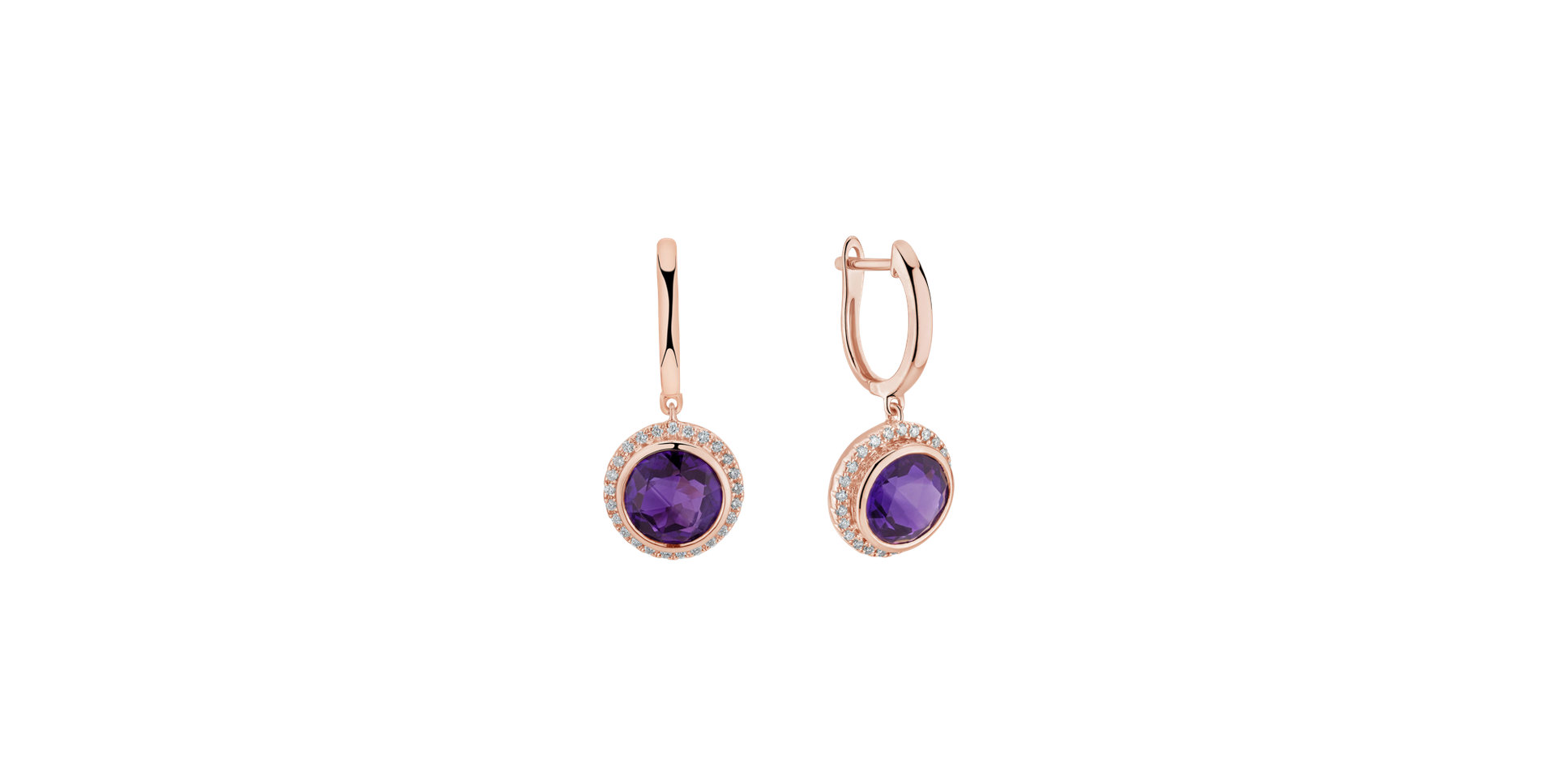 Diamond earrings with Amethyst Iridescent