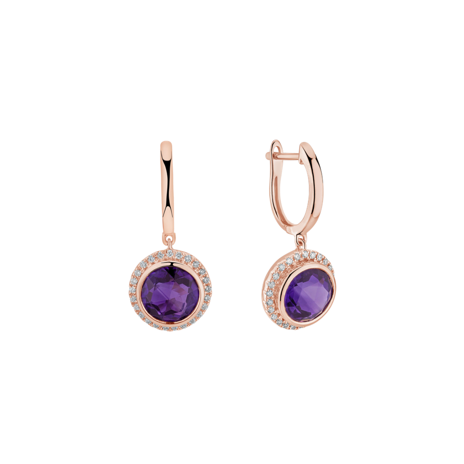 Diamond earrings with Amethyst Iridescent