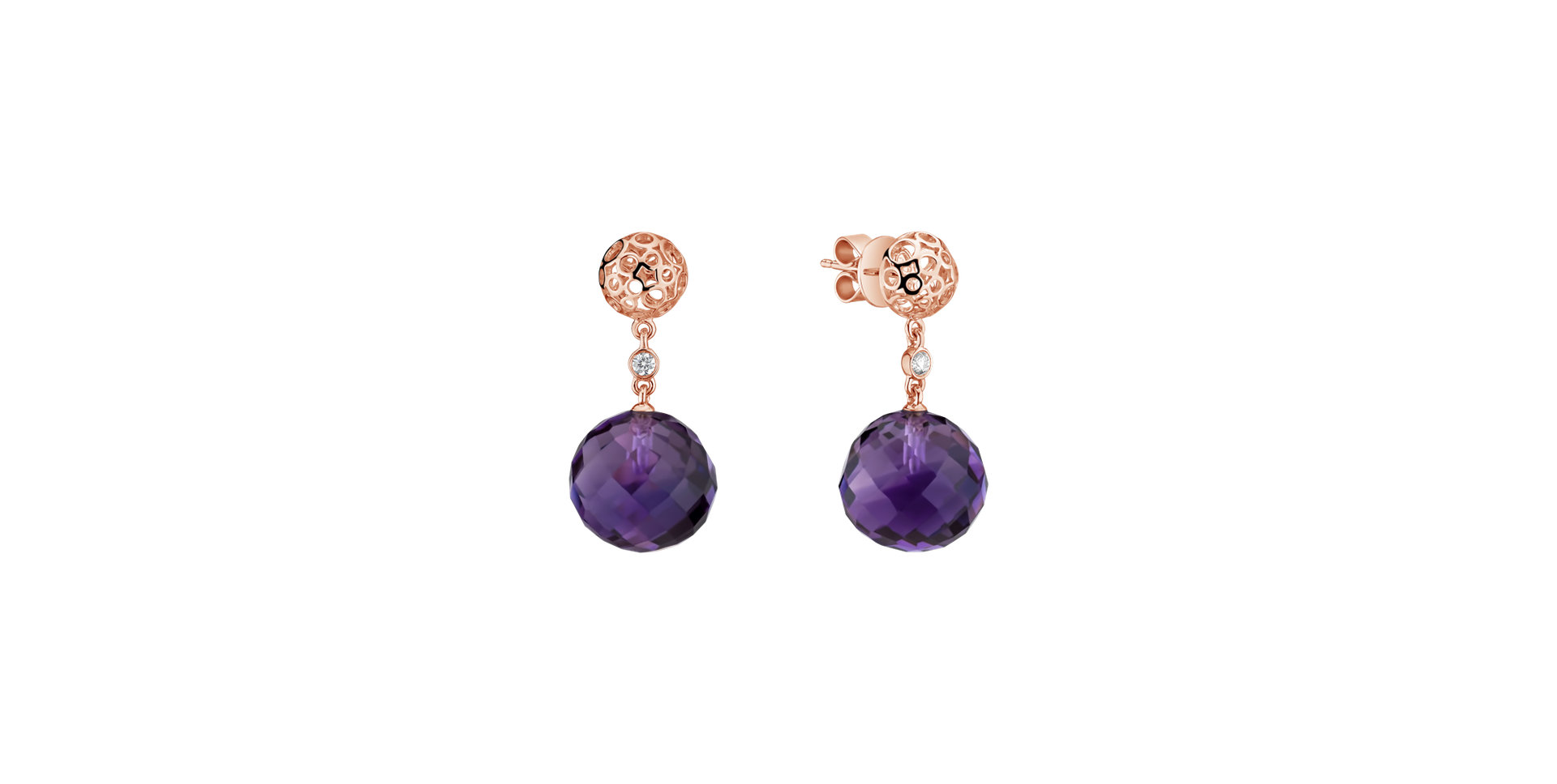 Diamond earrings with Amethyst Petillant