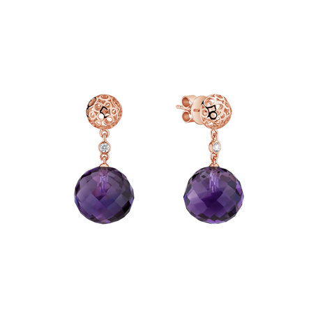 Diamond earrings with Amethyst Petillant