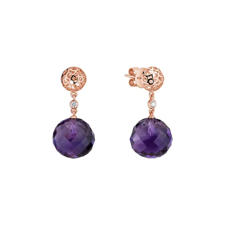 Diamond earrings with Amethyst Petillant