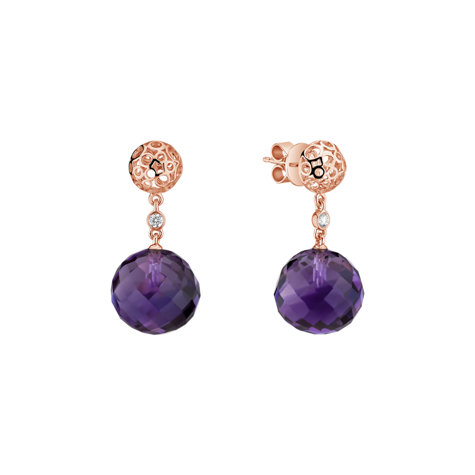 Diamond earrings with Amethyst Petillant
