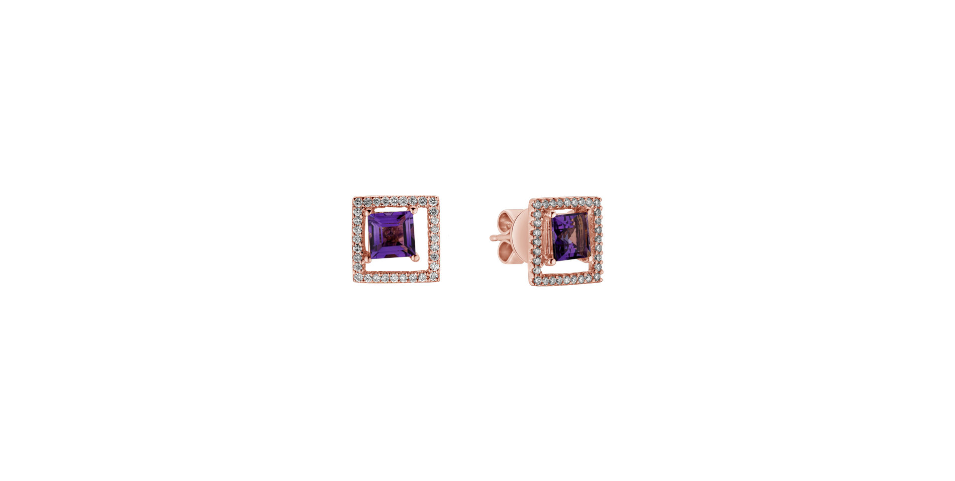 Diamond earrings with Amethyst Melancholy  Echo