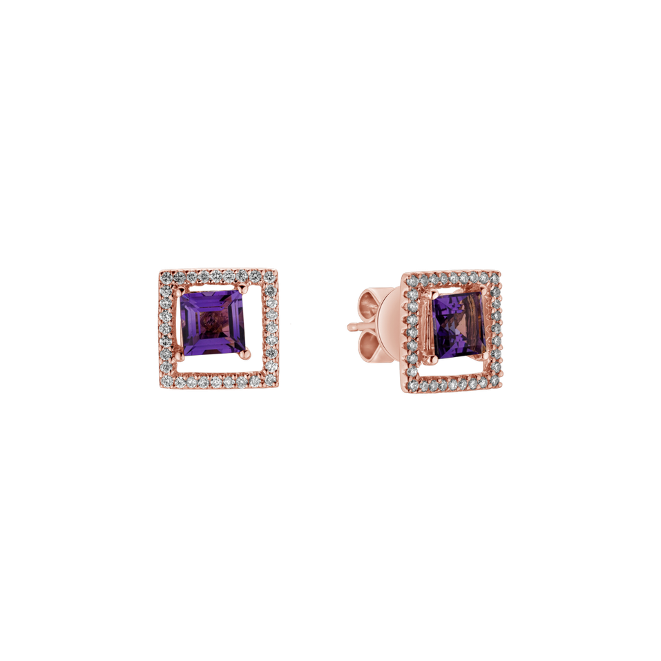 Diamond earrings with Amethyst Melancholy  Echo
