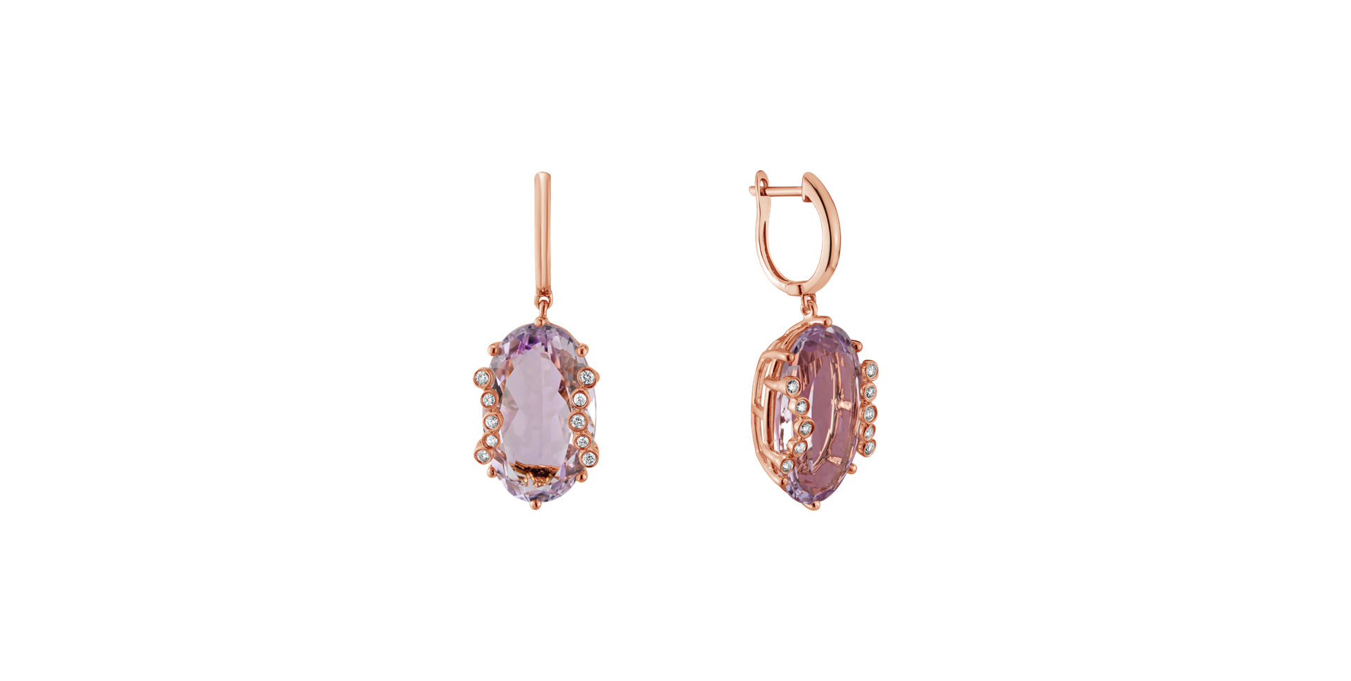 Diamond earrings with Amethyst Pink Mist
