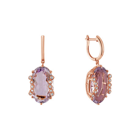 Diamond earrings with Amethyst Pink Mist