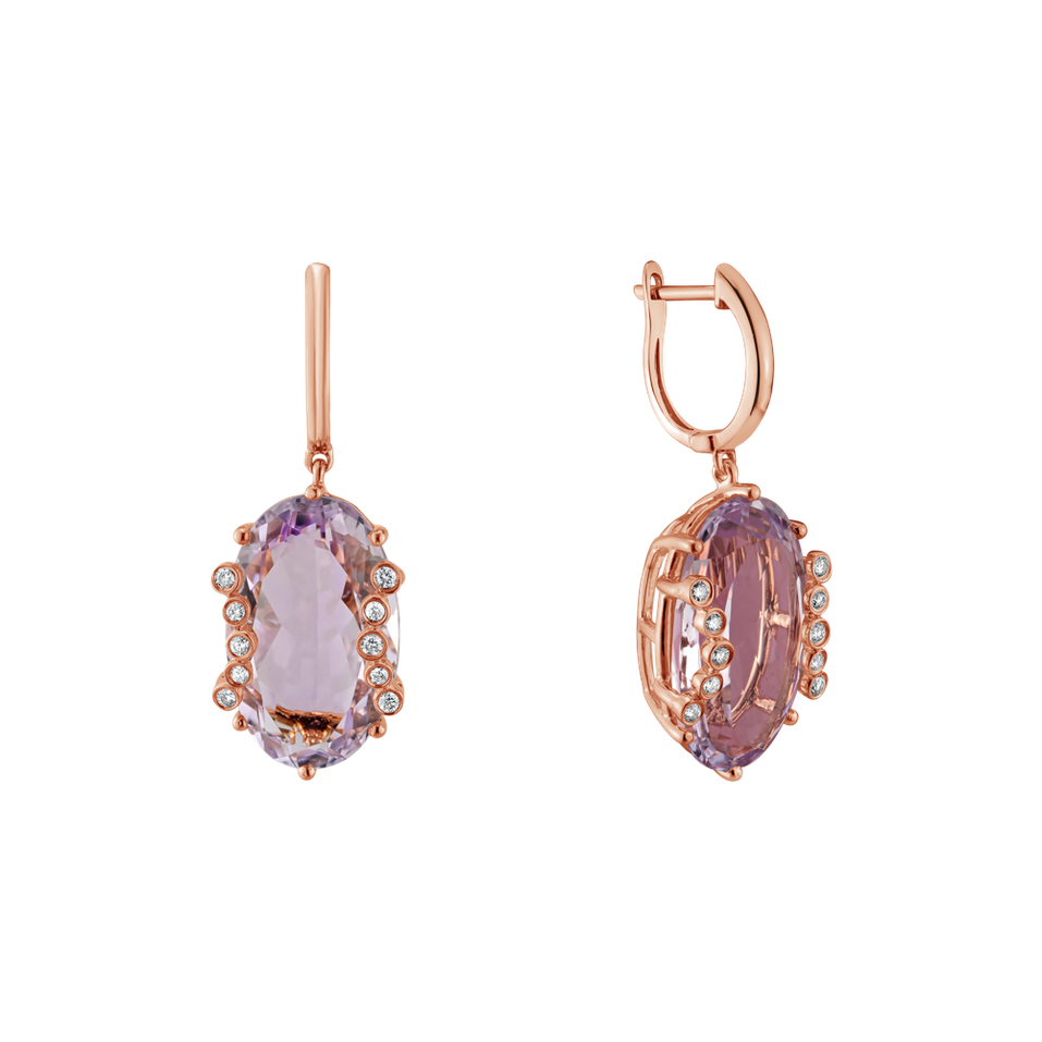Diamond earrings with Amethyst Pink Mist
