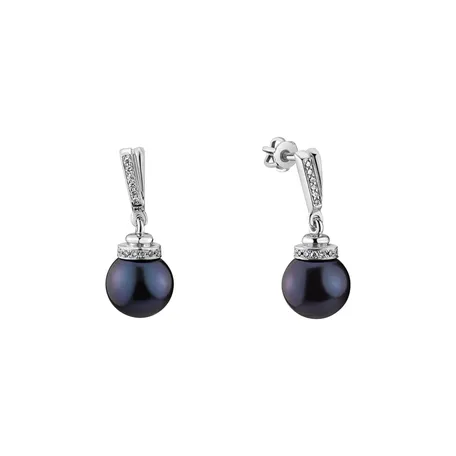 Diamond earrings with Pearl Sea Twins