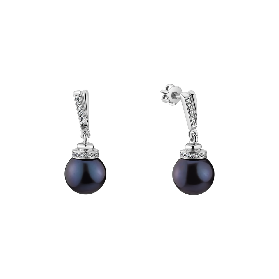 Diamond earrings with Pearl Sea Twins