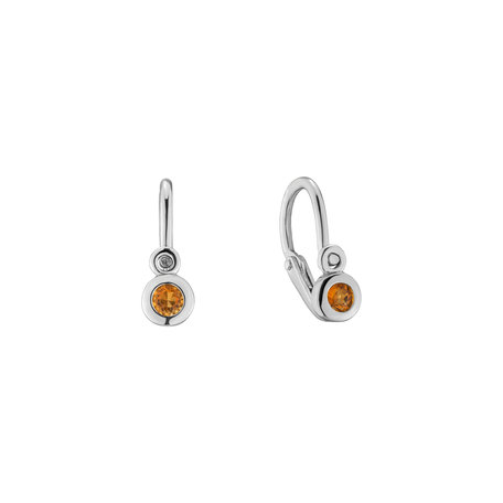 Children's earrings with Citrine Little Treasure